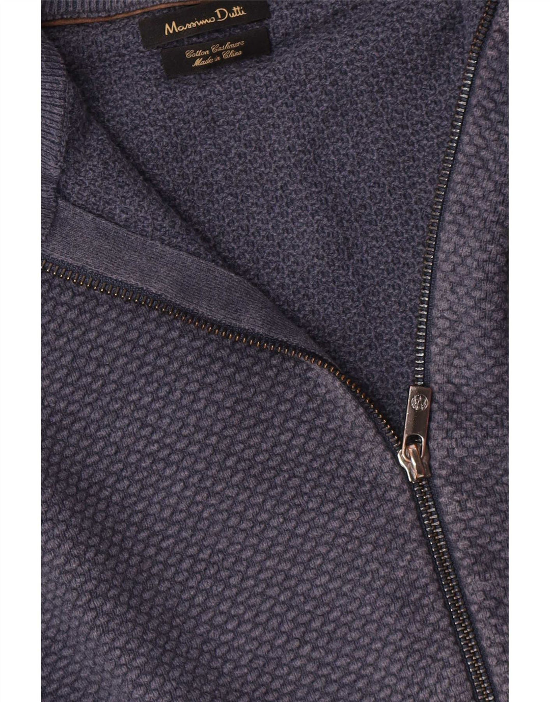 Suéter masculino Massimo Dutti com zíper completo e algodão azul marinho pequeno