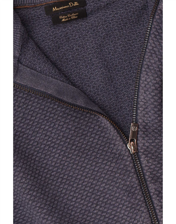 Suéter masculino Massimo Dutti com zíper completo e algodão azul marinho pequeno