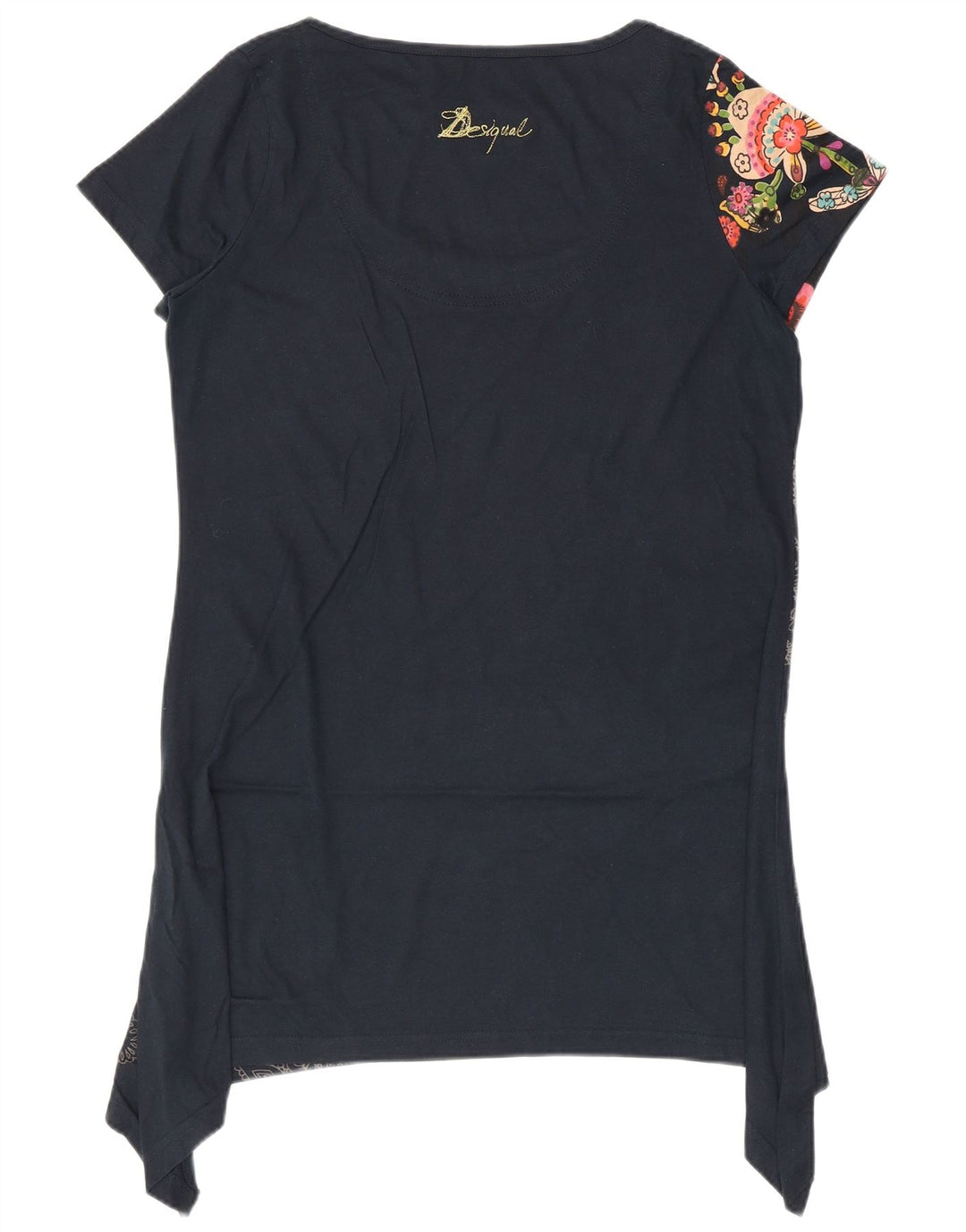 Vestido túnica feminino gráfico assimétrico Desigual Reino Unido 14 médio preto floral