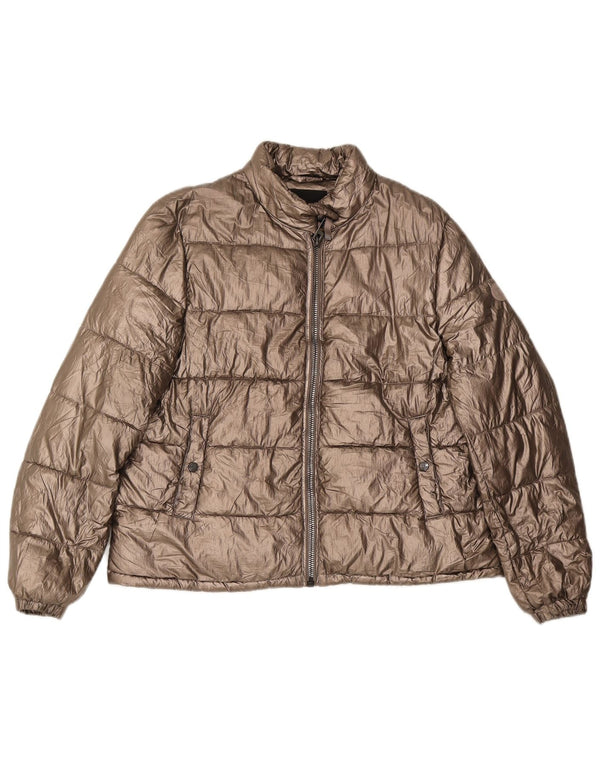 Jaqueta acolchoada feminina Massimo Dutti UK 14 poliéster dourado médio