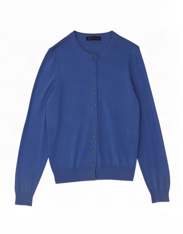 Suéter cardigã feminino Marks & Spencer Reino Unido 16 grande viscose azul