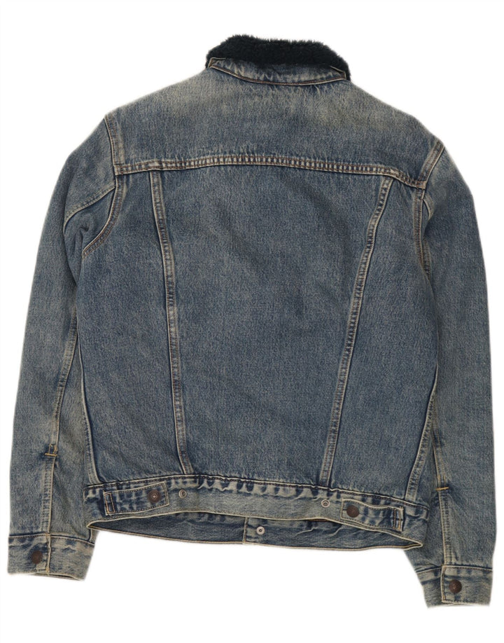 Jaqueta jeans masculina Sherpa Levi's UK 36 algodão azul pequeno