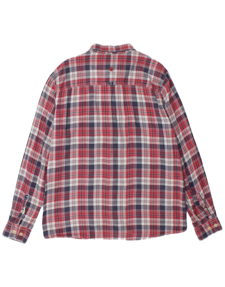 Camisa masculina de flanela FAT FACE XL de algodão xadrez vermelho