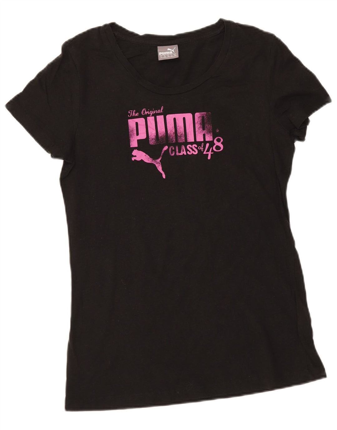Camiseta feminina PUMA com estampa gráfica UK 14 médio algodão preto