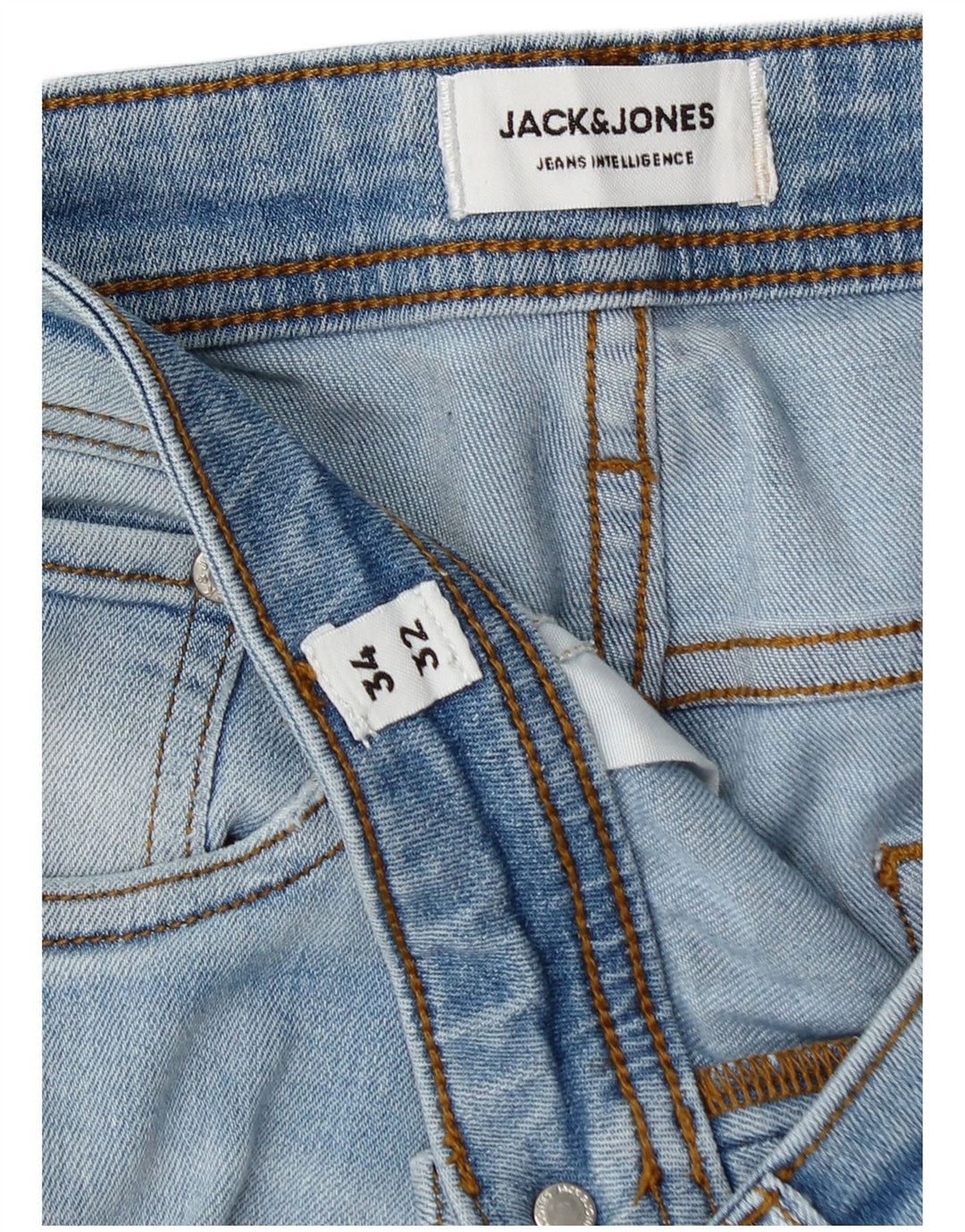 Jack & Jones Mens Slim Jeans W34 L30 Azul Algodão