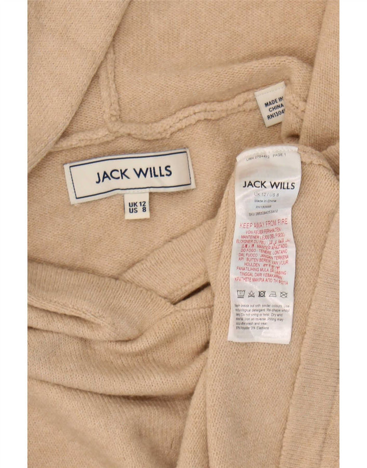 Suéter feminino Jack Wills com capuz grande e grande Reino Unido 12 médio bege