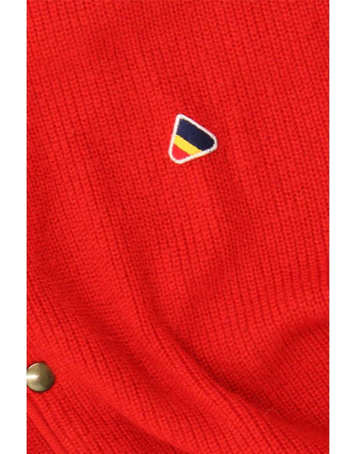 Suéter cardigã masculino vintage sem mangas vermelho médio
