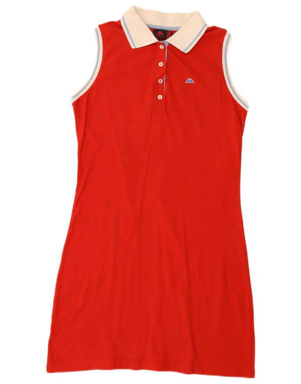 Vestido polo feminino sem mangas Kappa UK 18 XL vermelho colorblock algodão