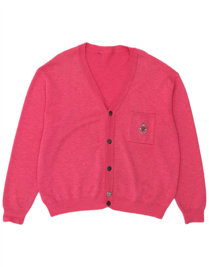 Suéter cardigã masculino vintage 2XL rosa