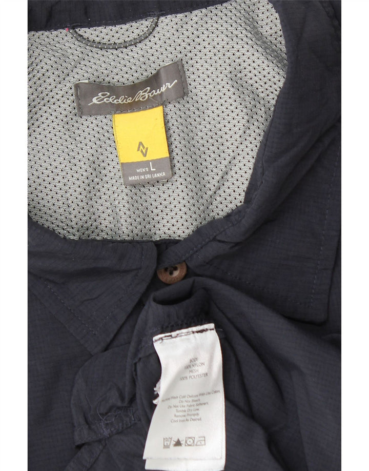 Camisa de viagem masculina Eddie Bauer grande nylon azul marinho