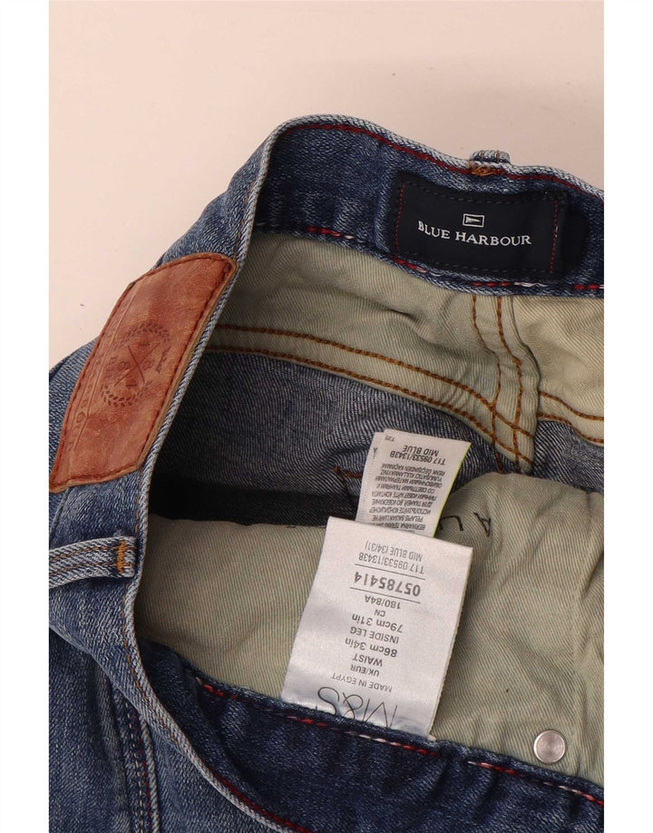 Calça jeans reta masculina Marks & Spencer Blue Harbor W34 L31 algodão