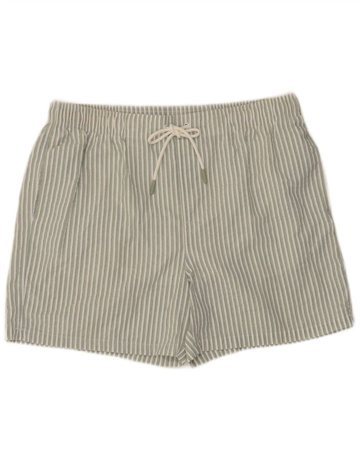 Shorts de natação masculino Marks & Spencer Regular Fit grande listrado verde