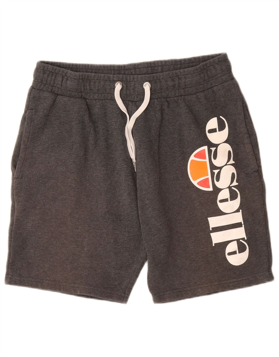 ELLESSE Shorts esportivos masculinos gráficos pequenos de algodão cinza