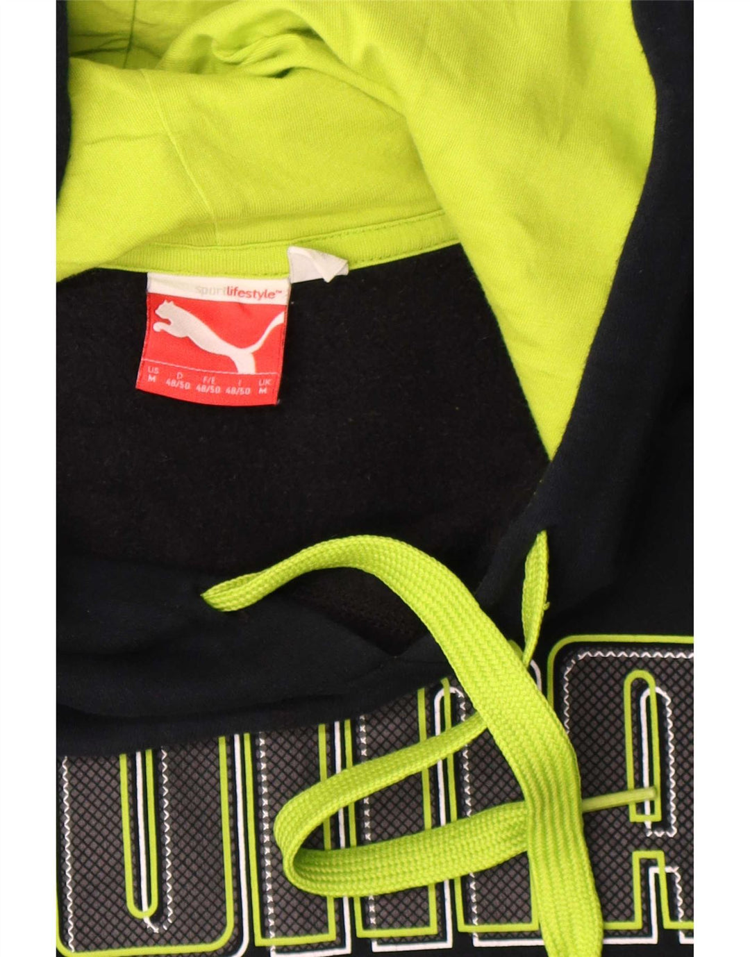 Puma masculino gráfico moletom com capuz médio algodão azul marinho