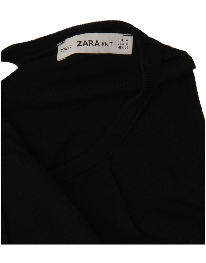 Zara Womens Crop Halter Top Reino Unido 12 Médio Preto