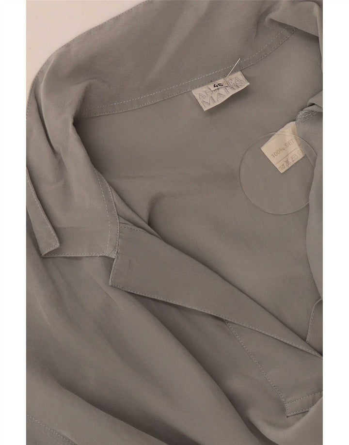 Camisa polo feminina Andrea Mare IT 48 XL cinza seda