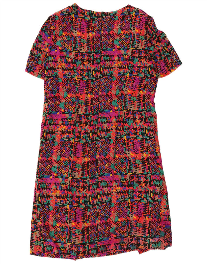 Vestido bainha feminino vintage UK 14 médio multicolorido manchado