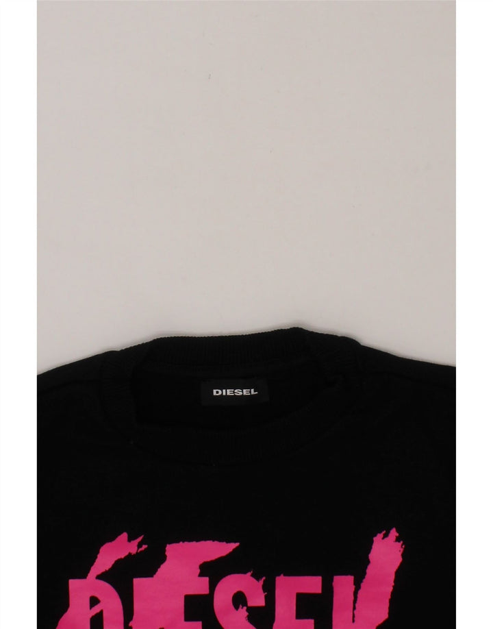 DIESEL Girls Graphic Sweatshirt Jumper 6-7 Years Black Cotton Vintage Diesel and Second-Hand Diesel from Messina Hembry 