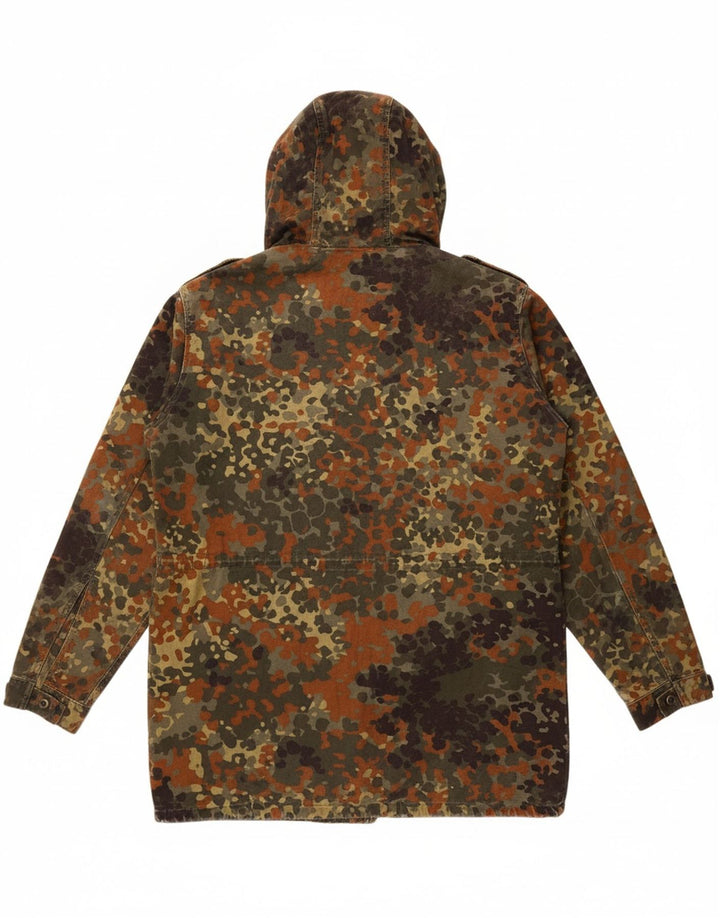 Jaqueta militar com capuz masculina VINTAGE UK 36 pequena camuflagem verde