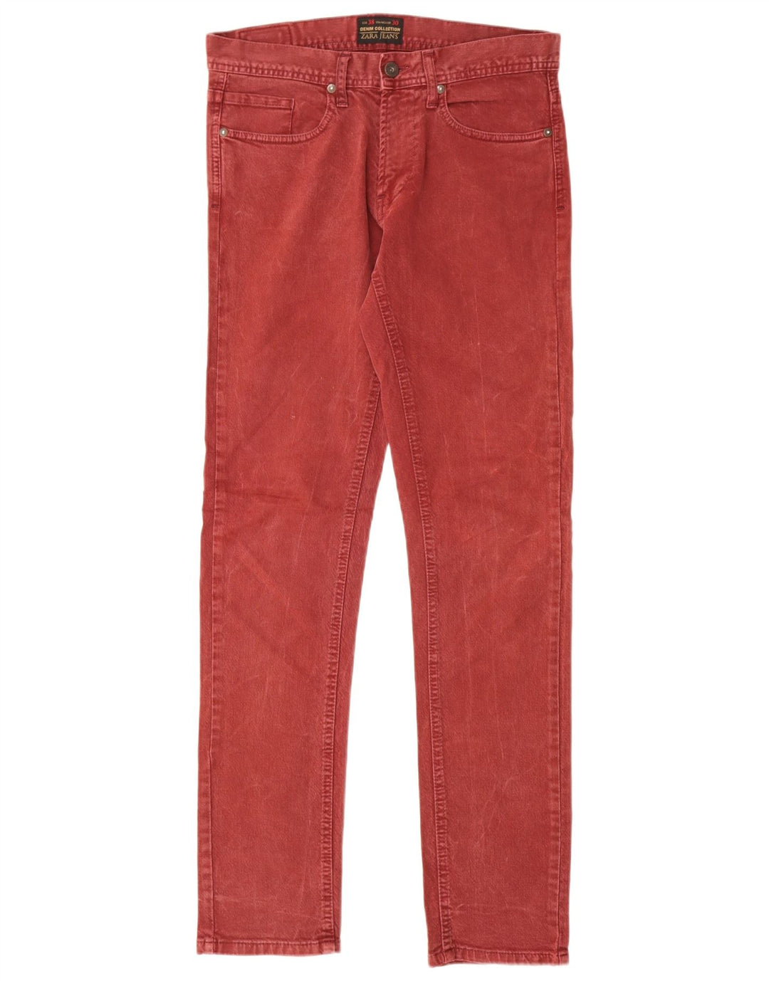 Zara Mens Slim Jeans EU 38 Pequeno W30 L30 Algodão Vermelho