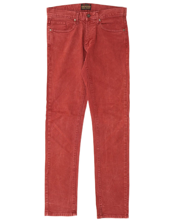 Zara Mens Slim Jeans EU 38 Pequeno W30 L30 Algodão Vermelho