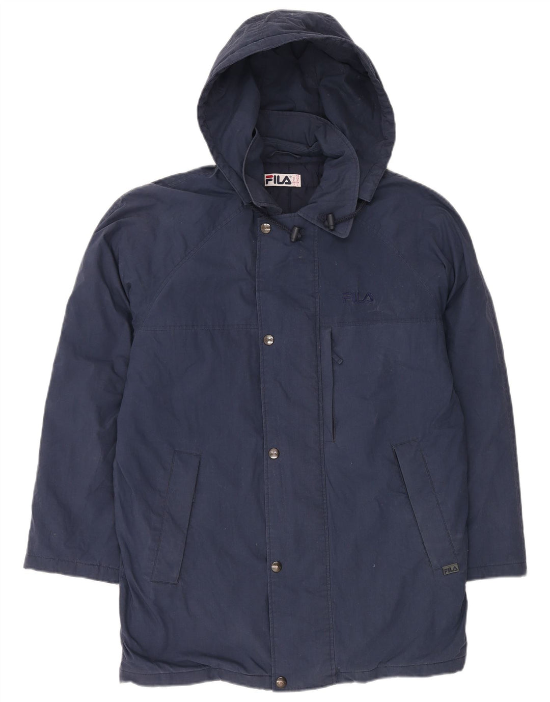 Sobretudo masculino com capuz FILA IT 48 poliéster azul marinho médio
