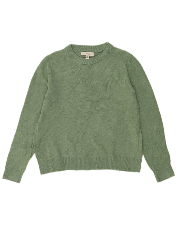 Suéter feminino Marks & Spencer com gola redonda, Reino Unido 10, pequeno, verde, poliéster