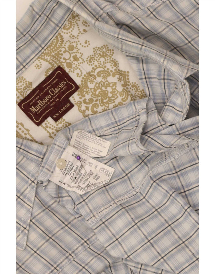 Camisa masculina Marlboro Classics 2XL algodão xadrez azul