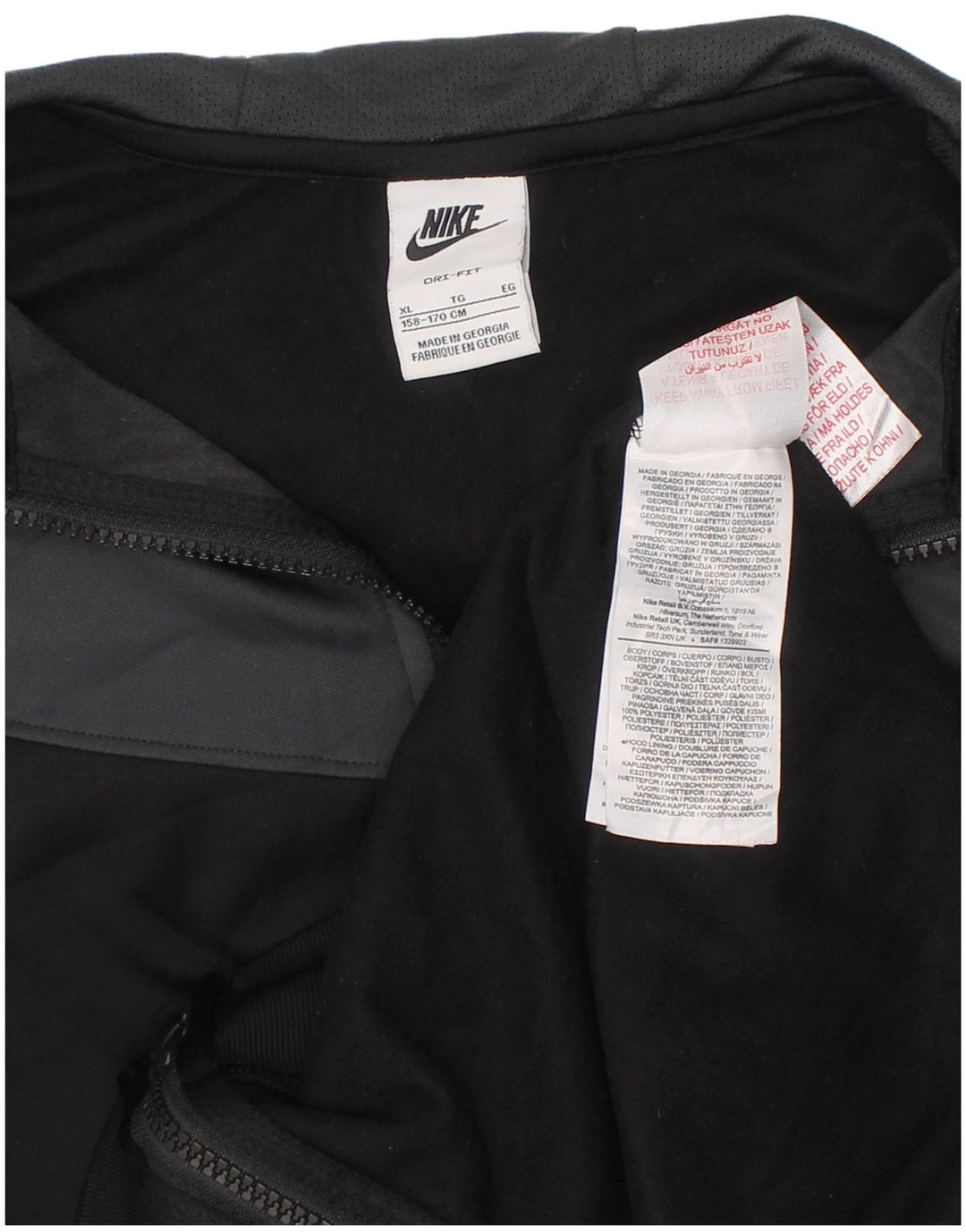 Suéter com capuz NIKE Boys Dri Fit Zip 13-14 anos XL preto colorblock