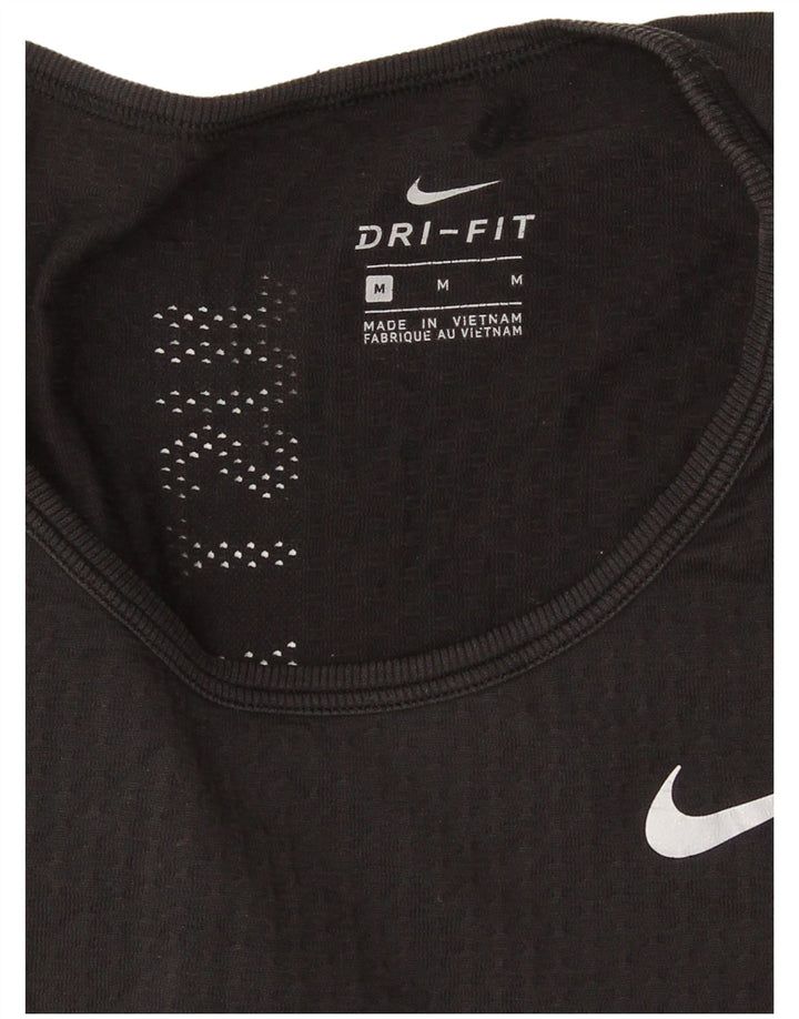 Nike Womens Dri Fit Top Manga Longa UK 12 Médio Preto Poliéster