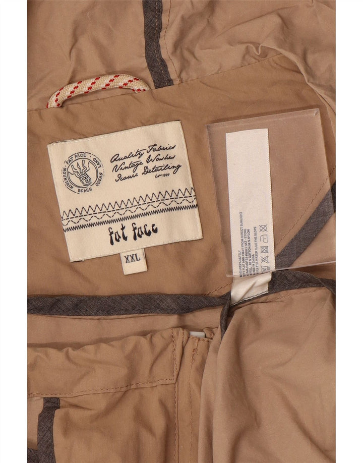 Jaqueta corta-vento masculina com capuz FAT FACE UK 44 2XL algodão bege