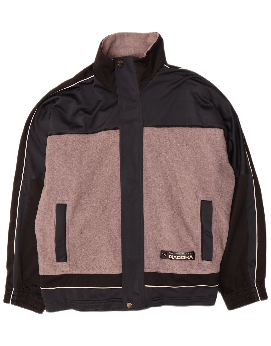 Diadora Mens Tracksuit Top Jacket UK 38 Medium Grey Colourblock Poliéster