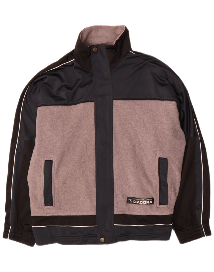 Diadora Mens Tracksuit Top Jacket UK 38 Medium Grey Colourblock Poliéster