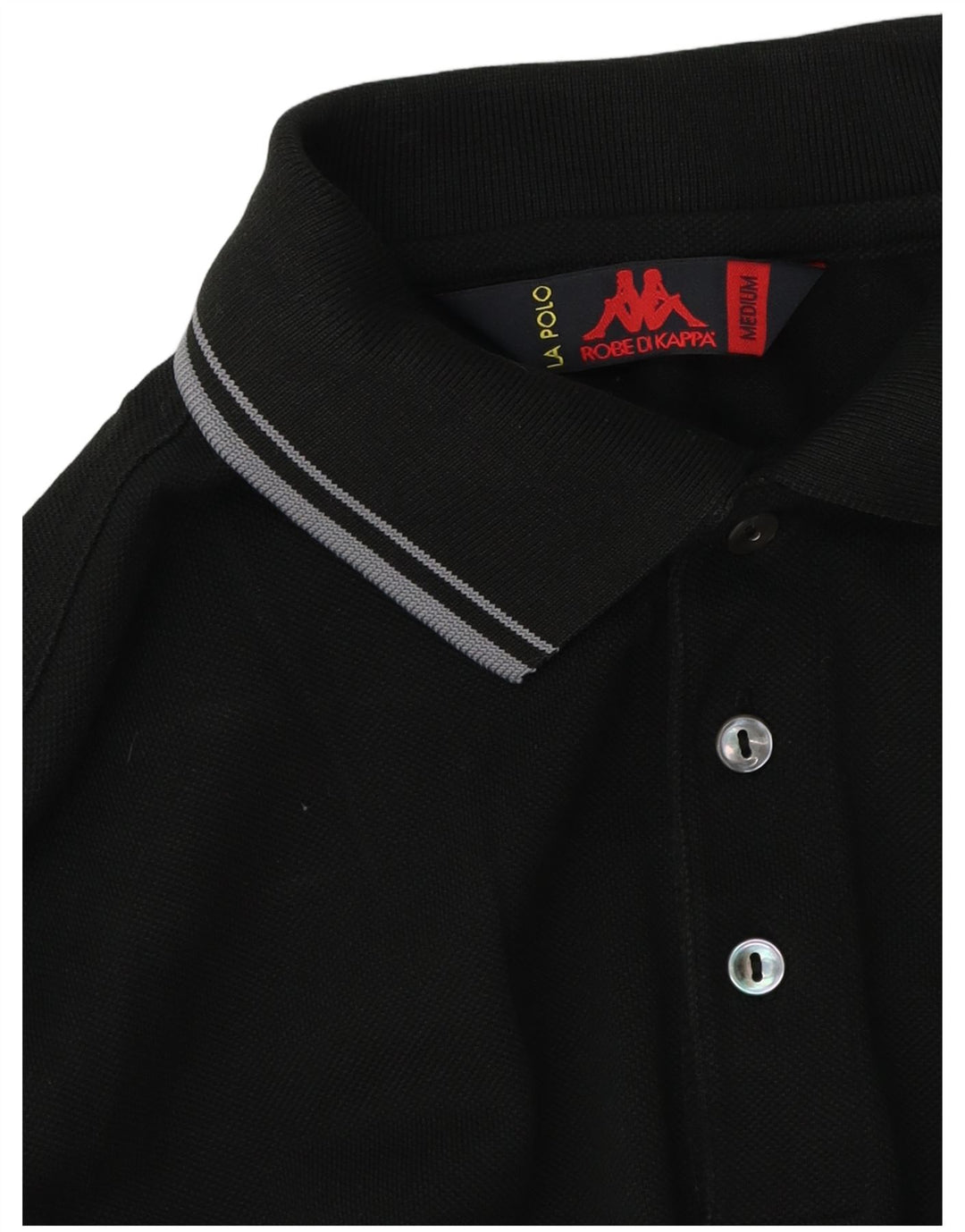 Camisa polo masculina de manga comprida Kappa preta média