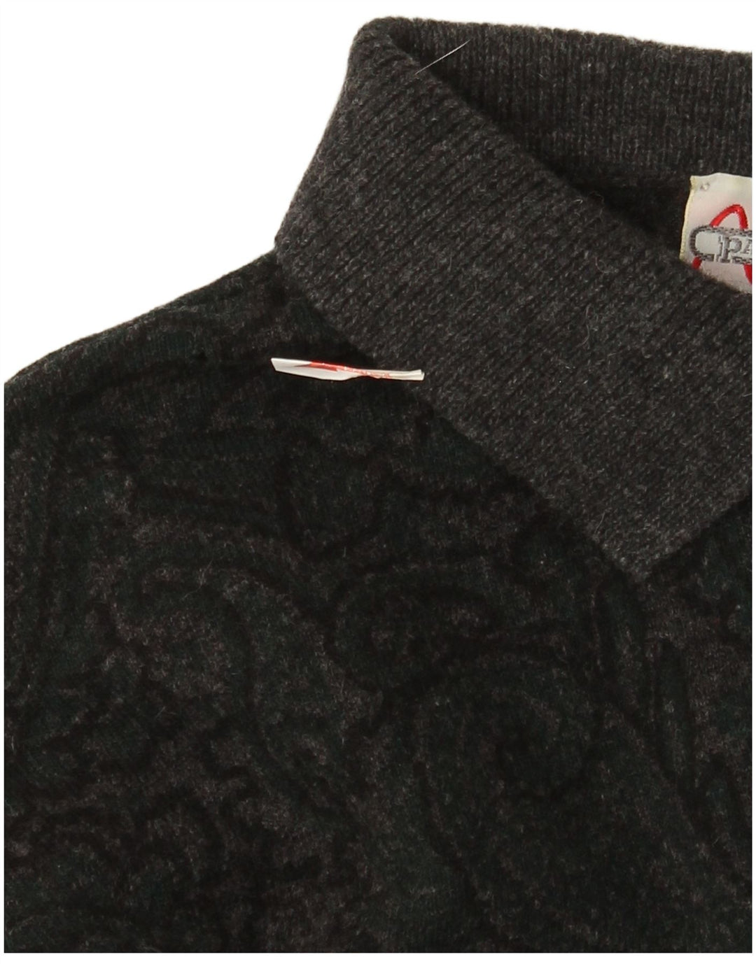 Suéter masculino Pancaldi & B com gola polo IT 48 lã paisley cinza médio