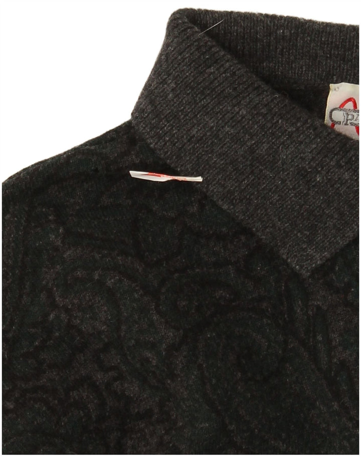 Suéter masculino Pancaldi & B com gola polo IT 48 lã paisley cinza médio
