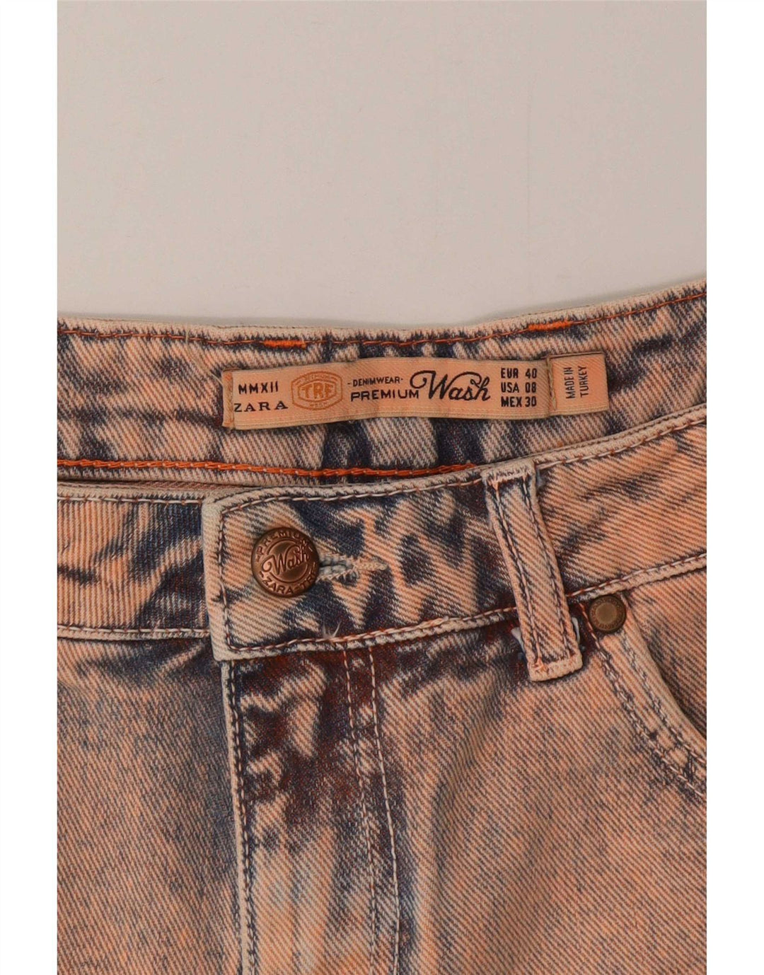 Calça feminina jeans desgastada Zara EU 40 médio W30 rosa