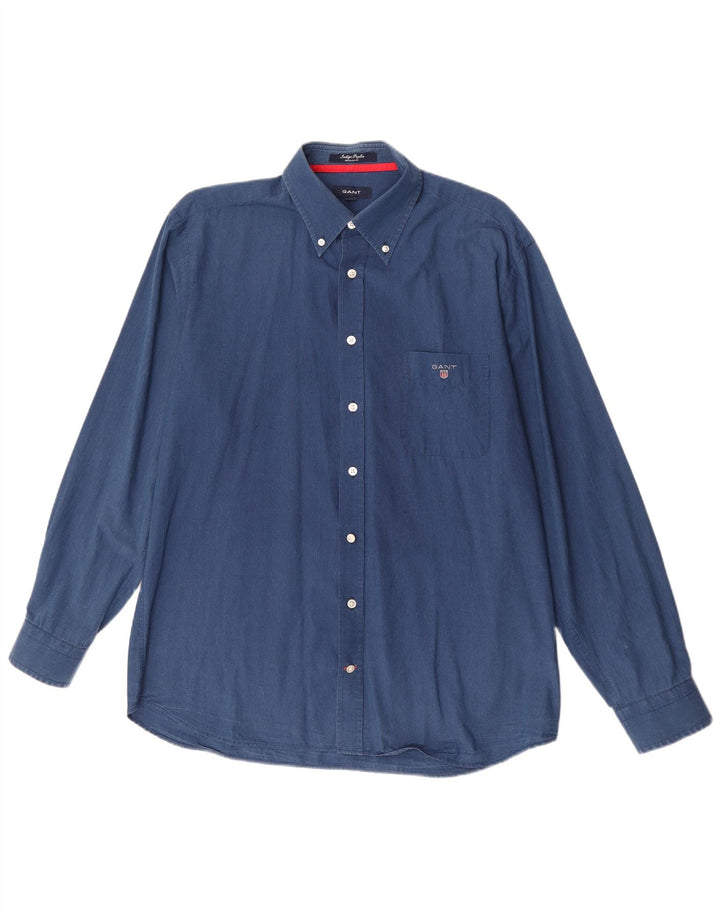 Camisa masculina GANT regular fit grande algodão azul
