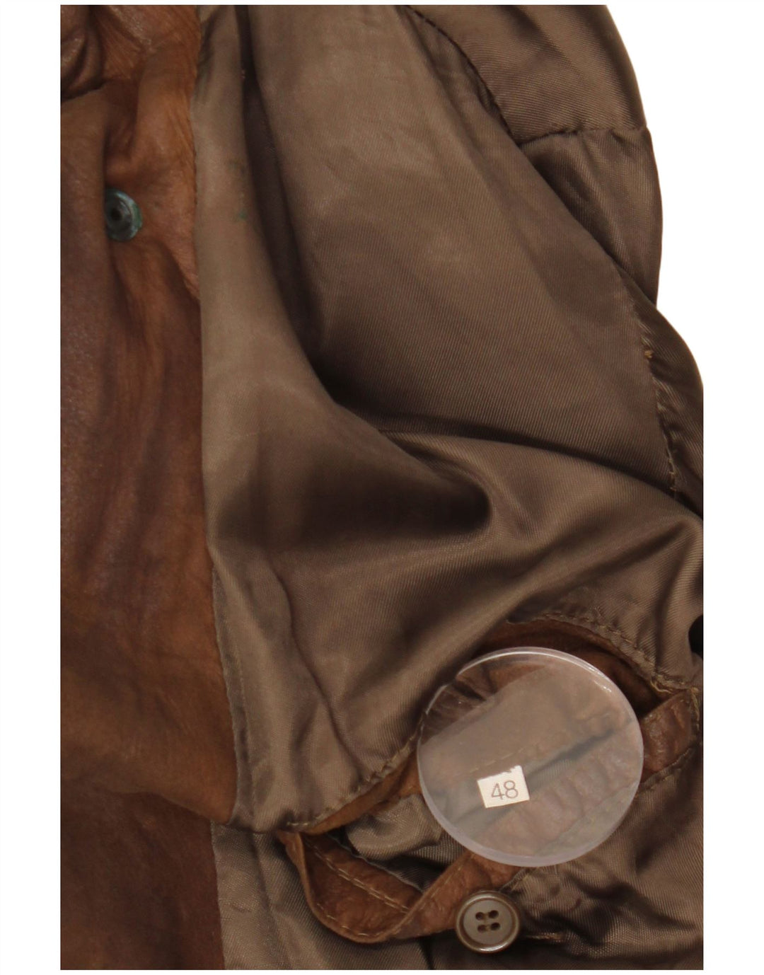 Jaqueta de couro vintage masculina solta IT 48 couro marrom médio