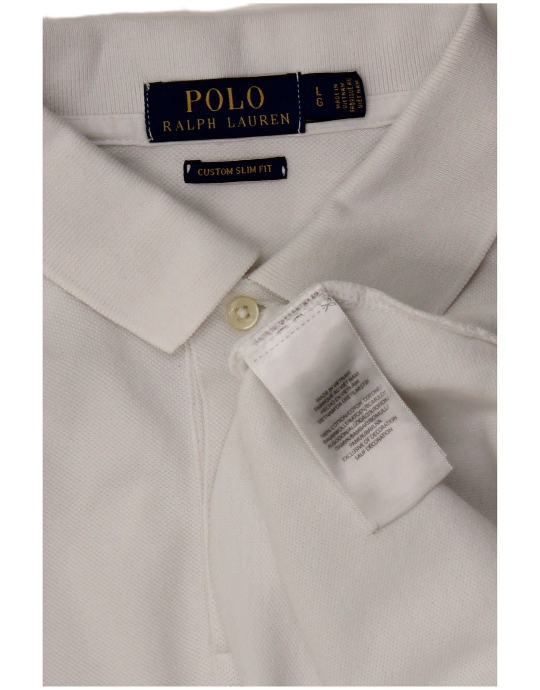 POLO RALPH LAUREN Camisa polo masculina personalizada slim fit grande algodão branco