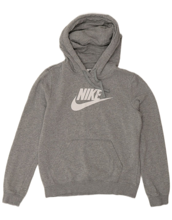 Jumper com capuz Nike feminino gráfico oversized UK 6 XS cinza algodão