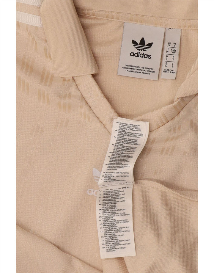 Camisa Polo Masculina Adidas Pequena Listrada Bege Poliéster