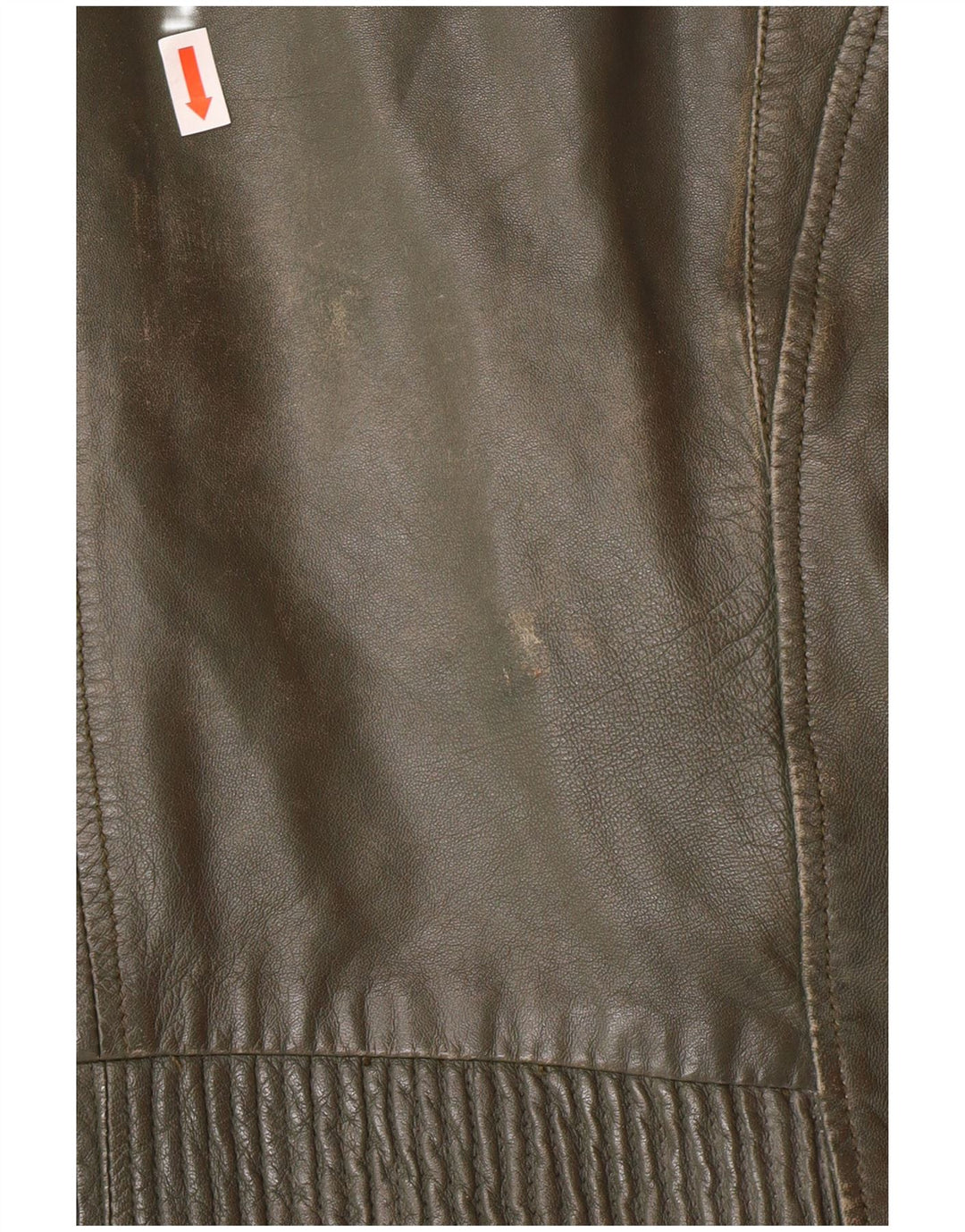 Jaqueta feminina Crop Biker DAVID MOORE Reino Unido 16 grande couro verde colorblock