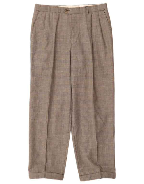 Calça masculina Marks & Spencer St. Michael Pegged Suit W32 L29 cinza xadrez