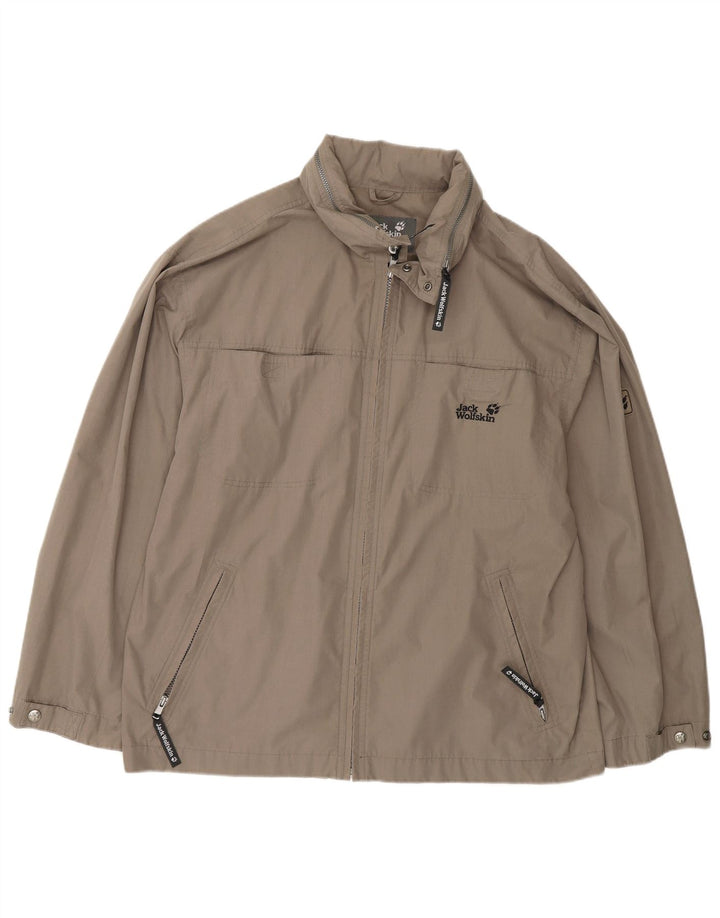 Jaqueta utilitária masculina com capuz Jack Wolfskin Reino Unido 40 poliéster cinza grande