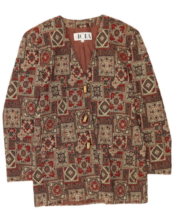 Jaqueta Blazer Feminina Vintage com 3 Botões IT 46 Grande Acetato Marrom Patchwork