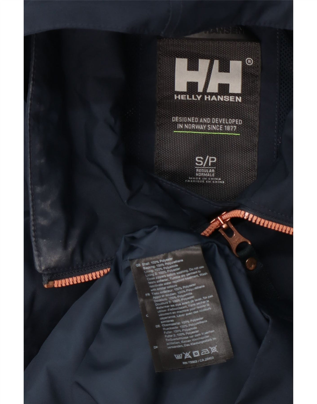 Capa de chuva feminina com capuz duplo Helly Hansen Reino Unido 10 pequena azul marinho