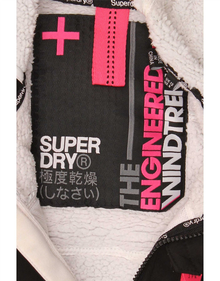 Jaqueta corta-vento feminina Superdry com capuz UK 12 médio preto