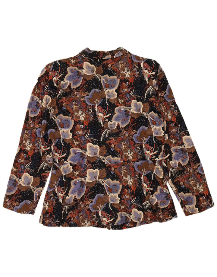 Blusa feminina vintage UK 14 média floral multicolorida
