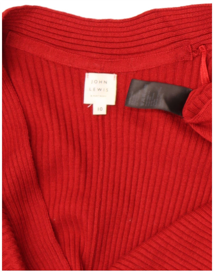 Suéter cardigã aberto grande John Lewis feminino Reino Unido 10 pequeno poliéster vermelho